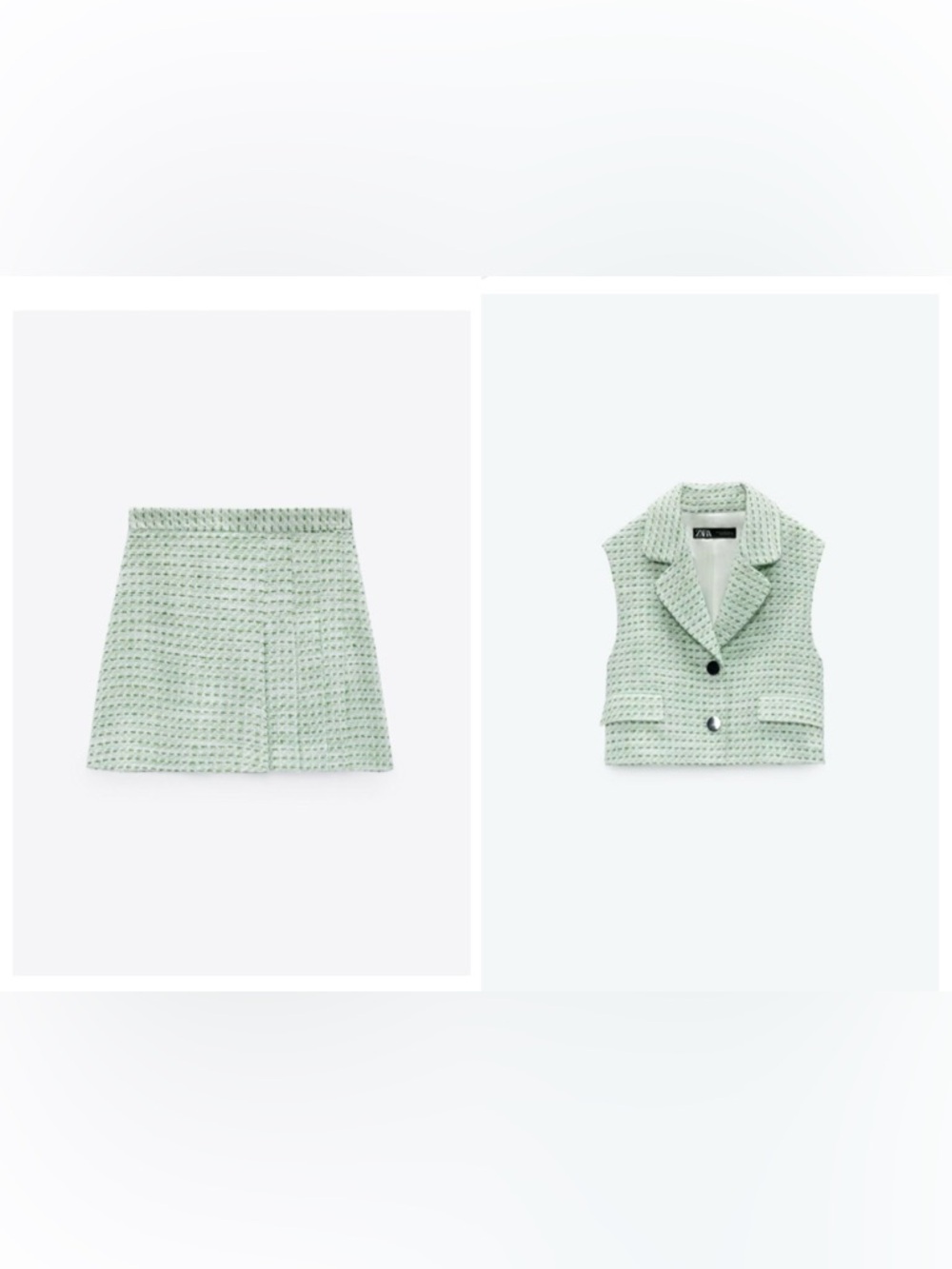 Zara tweed set vest and skirt